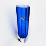 Blue XL Sommerso vase by seguso, faceted glass, murano, italy, 1970