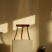 Modern Danish handmade organic wood tripod stool Wabi Sabi, 1960s