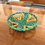 50s green braided barbotine fruit bowl
