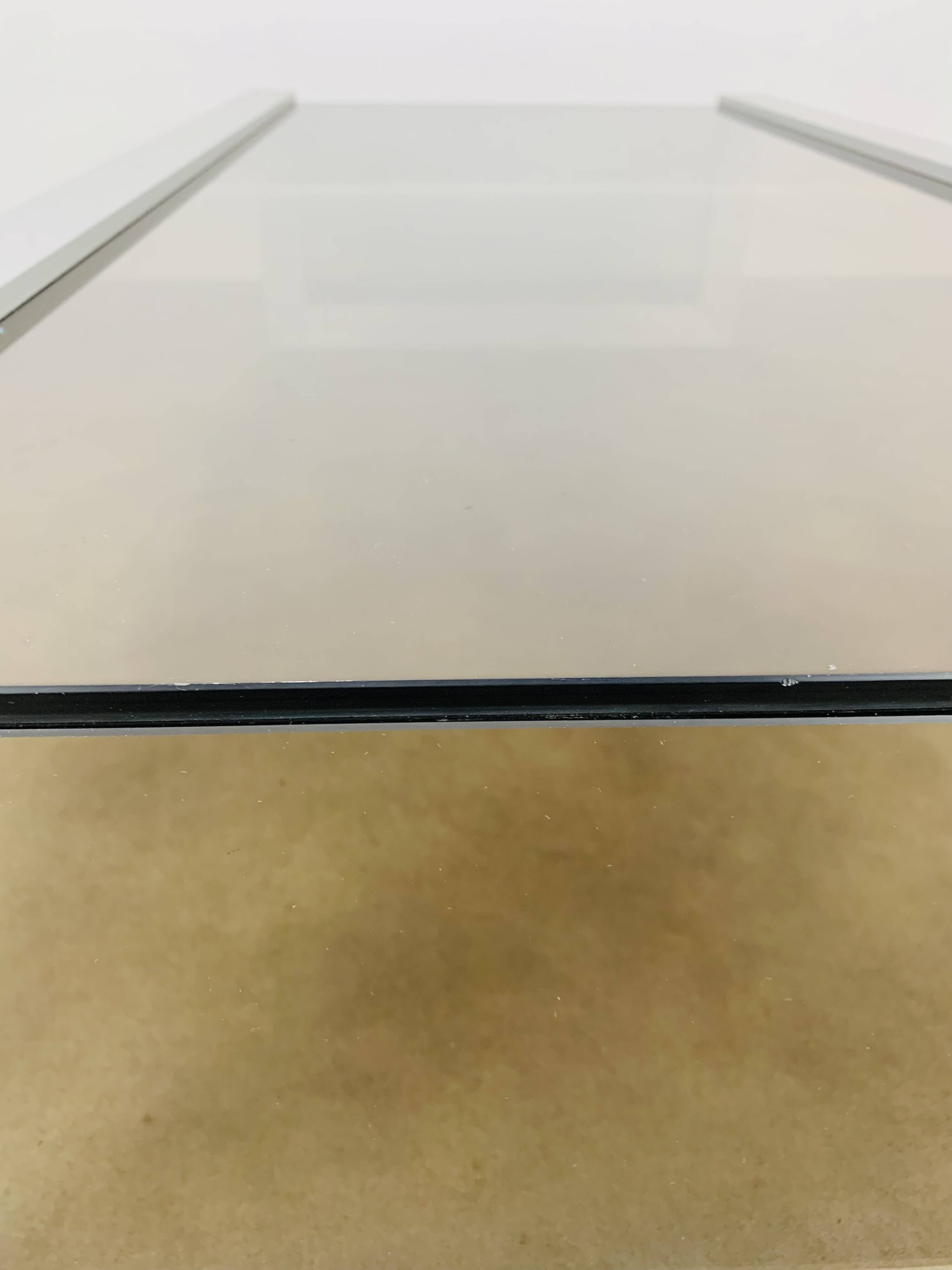 Aluminum and smoked glass coffee table, 1970s