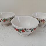 Set 3 large bowls and their sugar bowl, jam maker