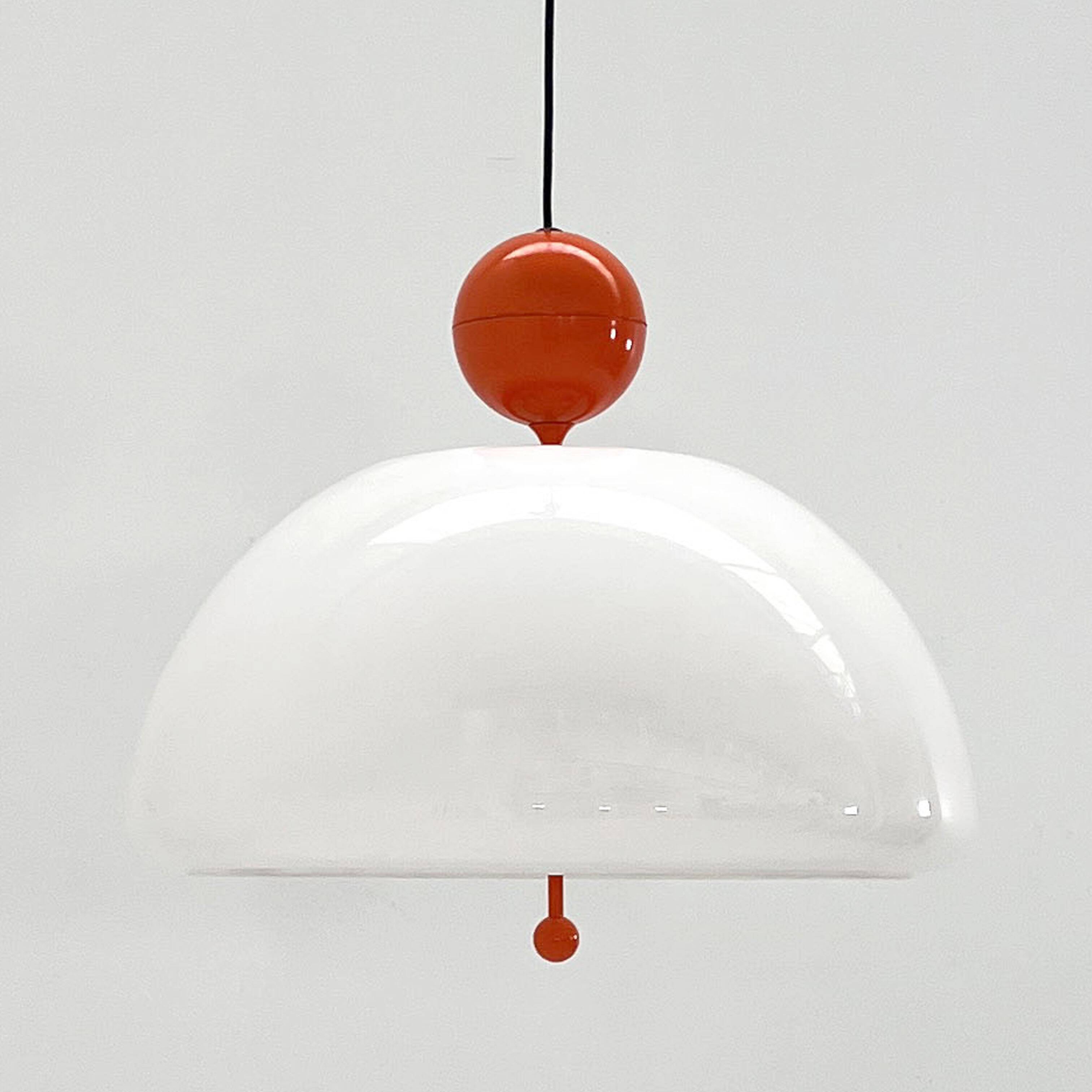 Suspension Saliscendi Orange by Elio Martinelli for Martinelli Luce, 1970