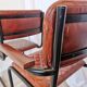 Set of 4 Vintage Quilted Leather Dining Chairs: Black Metal Base
