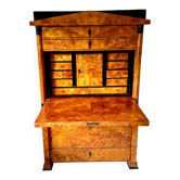 Secretary with a drop-leaf in pine and ebony, in Biedermeier style.