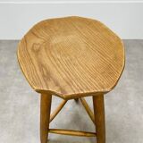 Brutalist bar stool in tripod elm