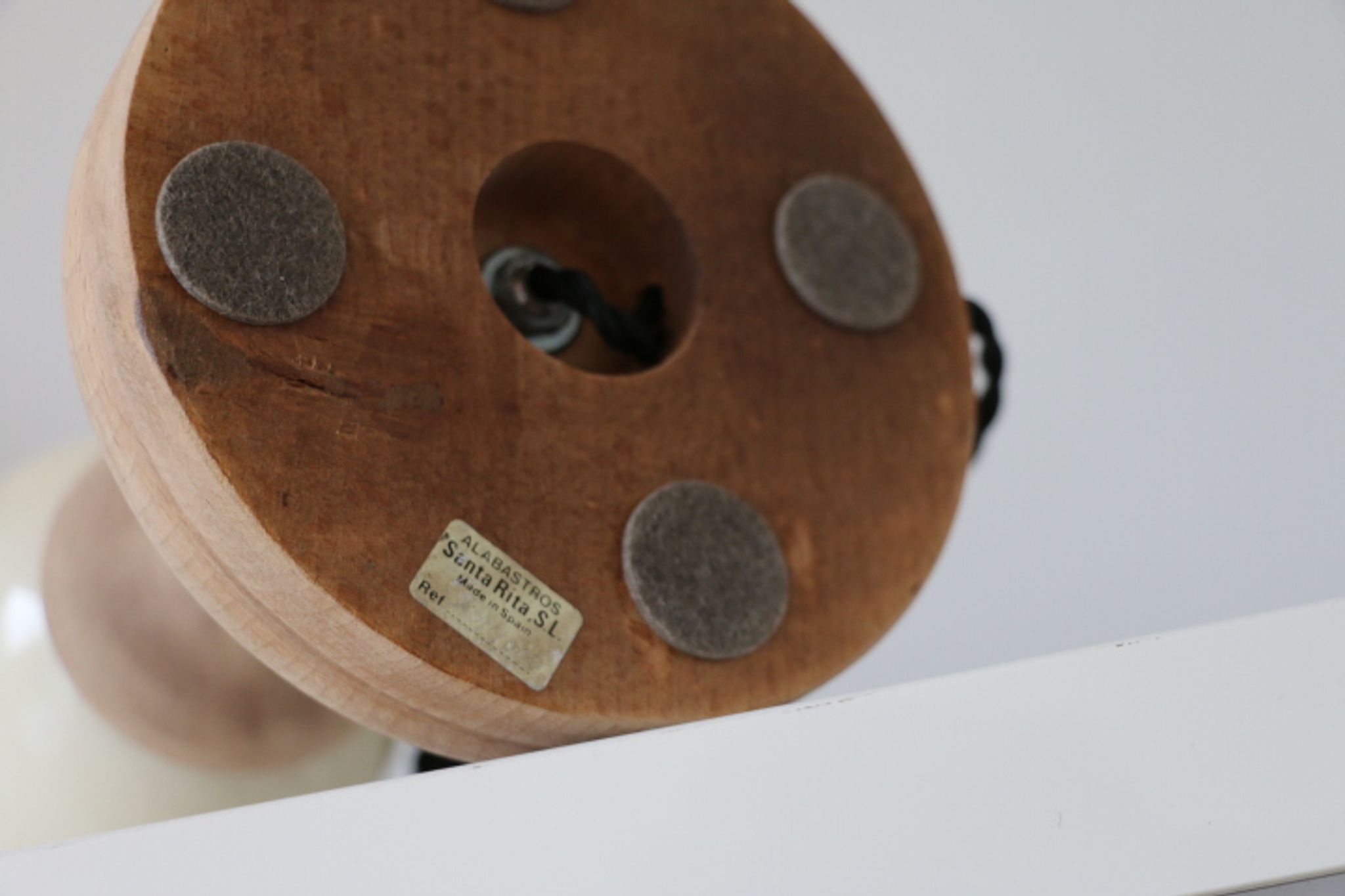 Marble and wood lamp base 400mm (without shade)