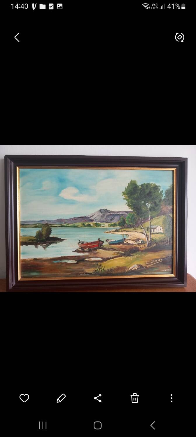 Marine with Shimmering Boats – Knife Oil by Louis D. Garrido