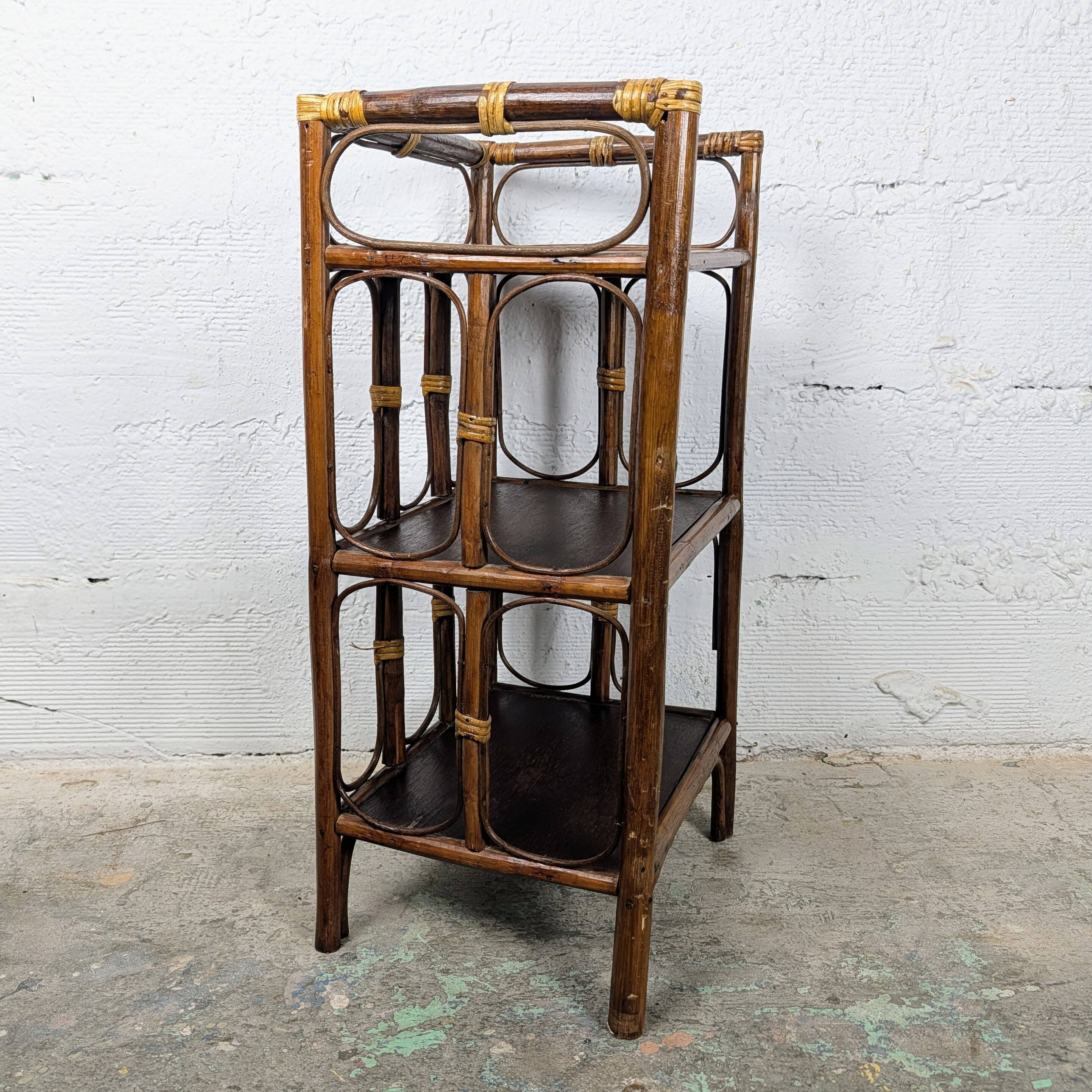 Small rattan and wood shelf