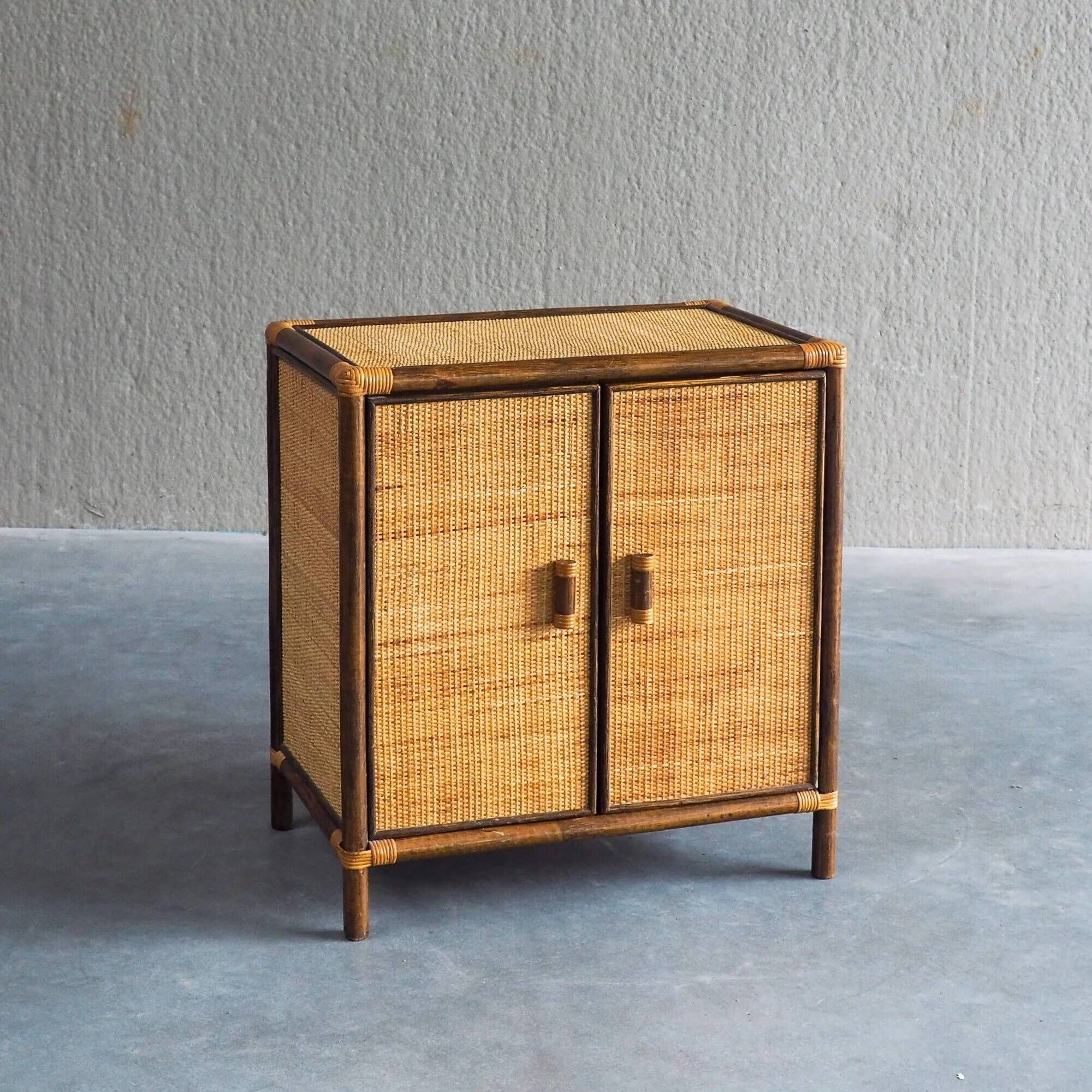 Vintage rattan & woven cane cabinet