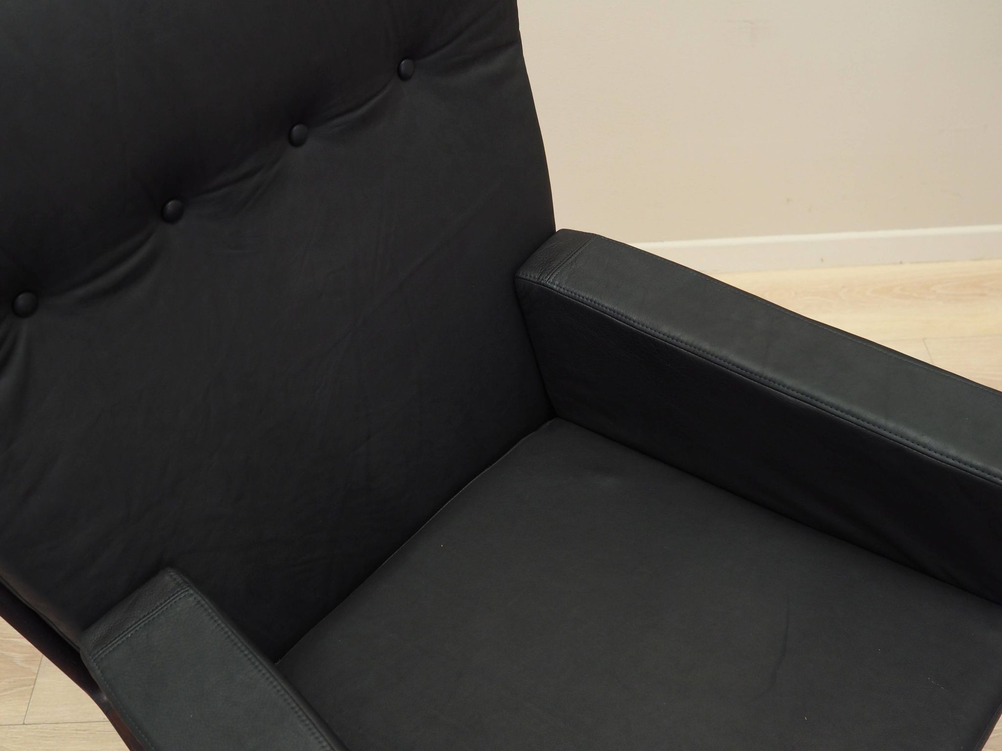 Fauteuil de bureau en cuir, design danois, années 1970, production : Danemark