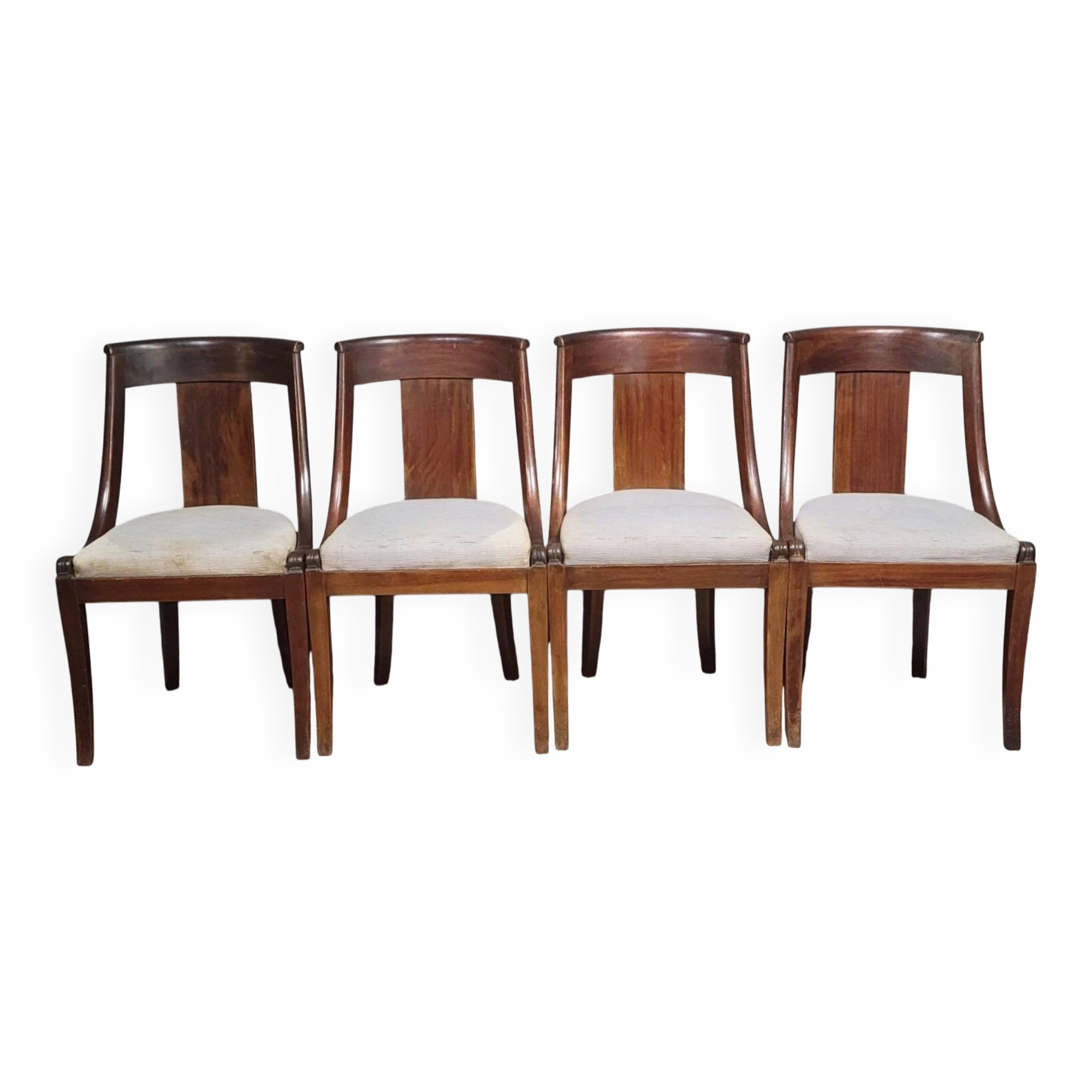 Set of 4 Empire style mahogany gondola chairs, 19th century