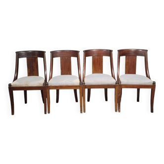 Set of 4 Empire style mahogany gondola chairs, 19th century