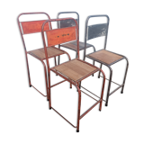 4 antique metal wooden chairs