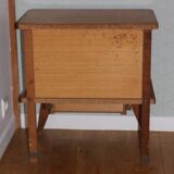 2 oak veneered cross-braced bedside tables