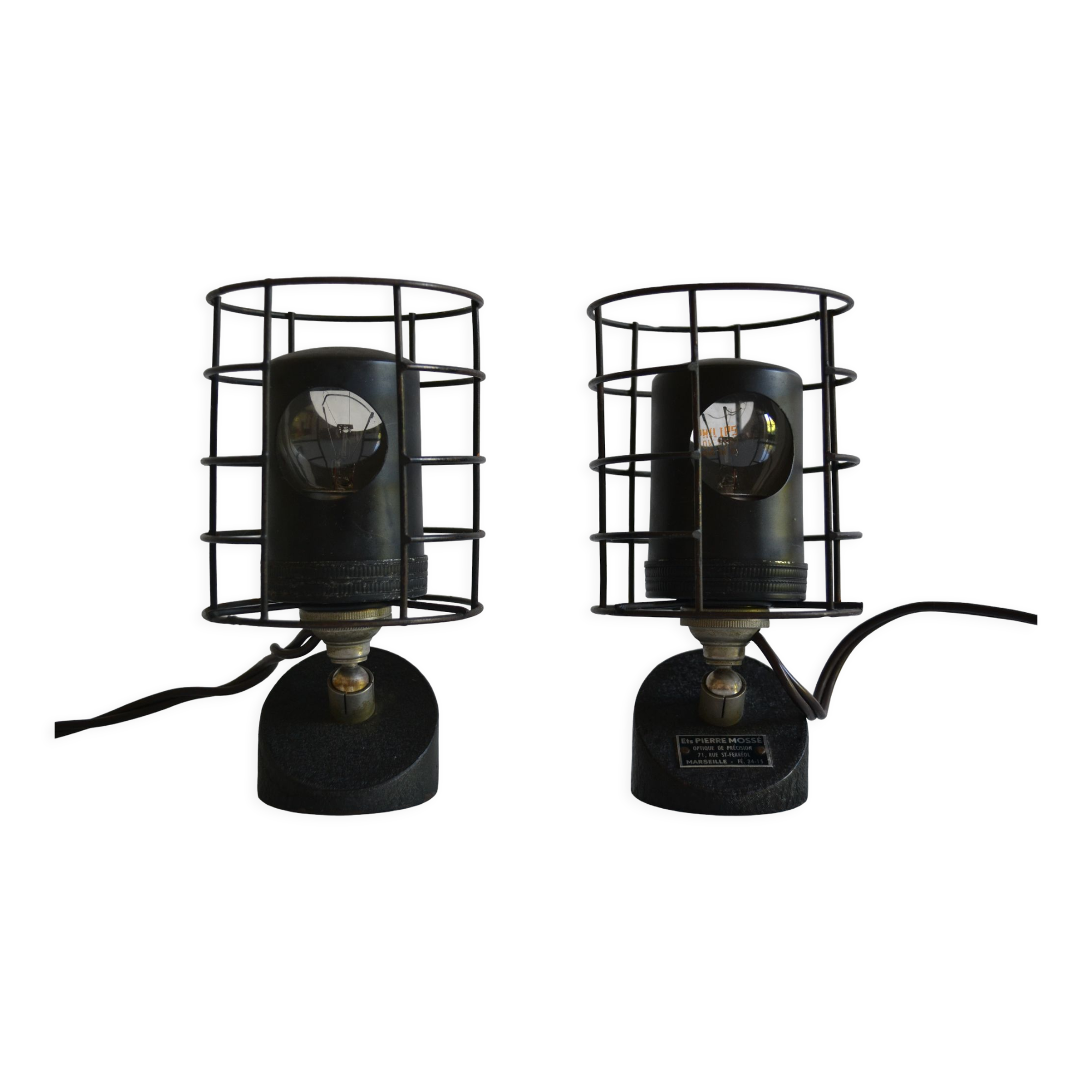 Paire de lampes vintage 50's de laboratoire bbt krauss