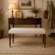 Mid-Century Neoclassical Louis XVI Style Bench with Cream Upholstery and Fluted