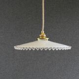 pendant light in antique glass - opaline - white - new socket and cable