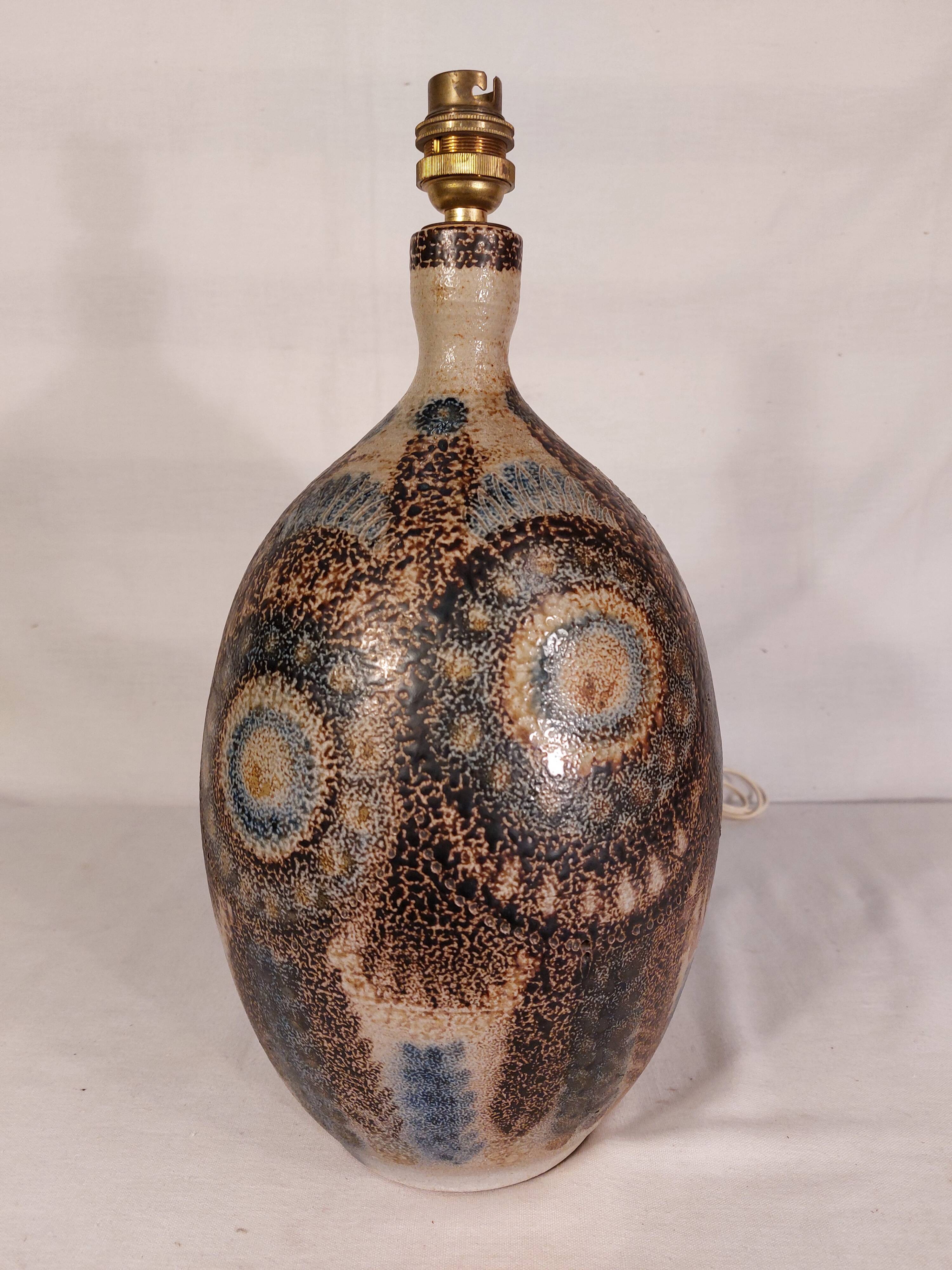 Vintage sandstone lamp base signed JC Courjault - Maison Keraluc - 1960s