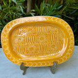 Rare plat du céramiste Jacques Pouchain année 50 céramique jaune Poet