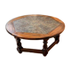 Round coffee table in solid wood & natural stone – diameter 99 cm