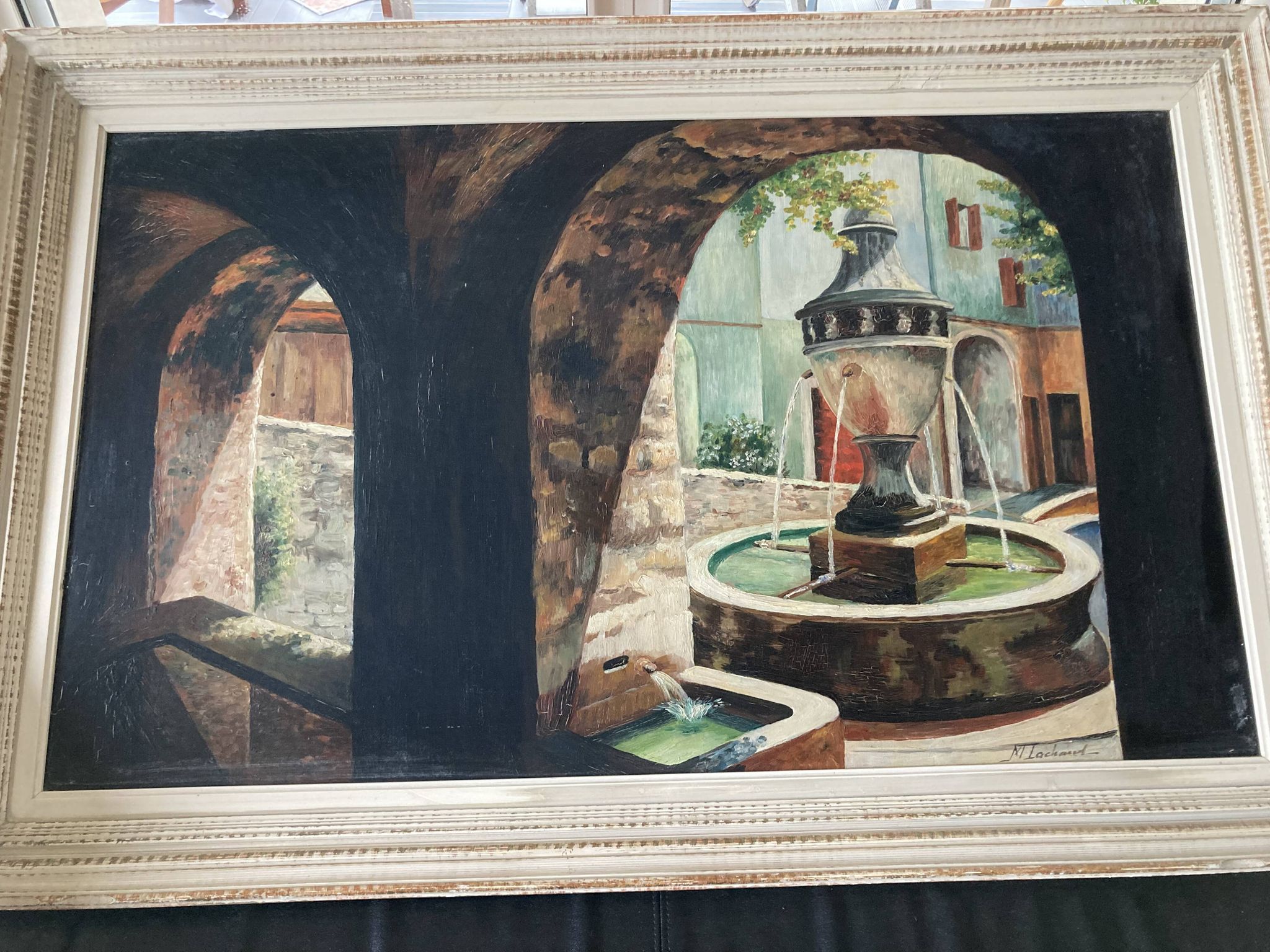 Peinture de Fontaines  à l’huile encadré
