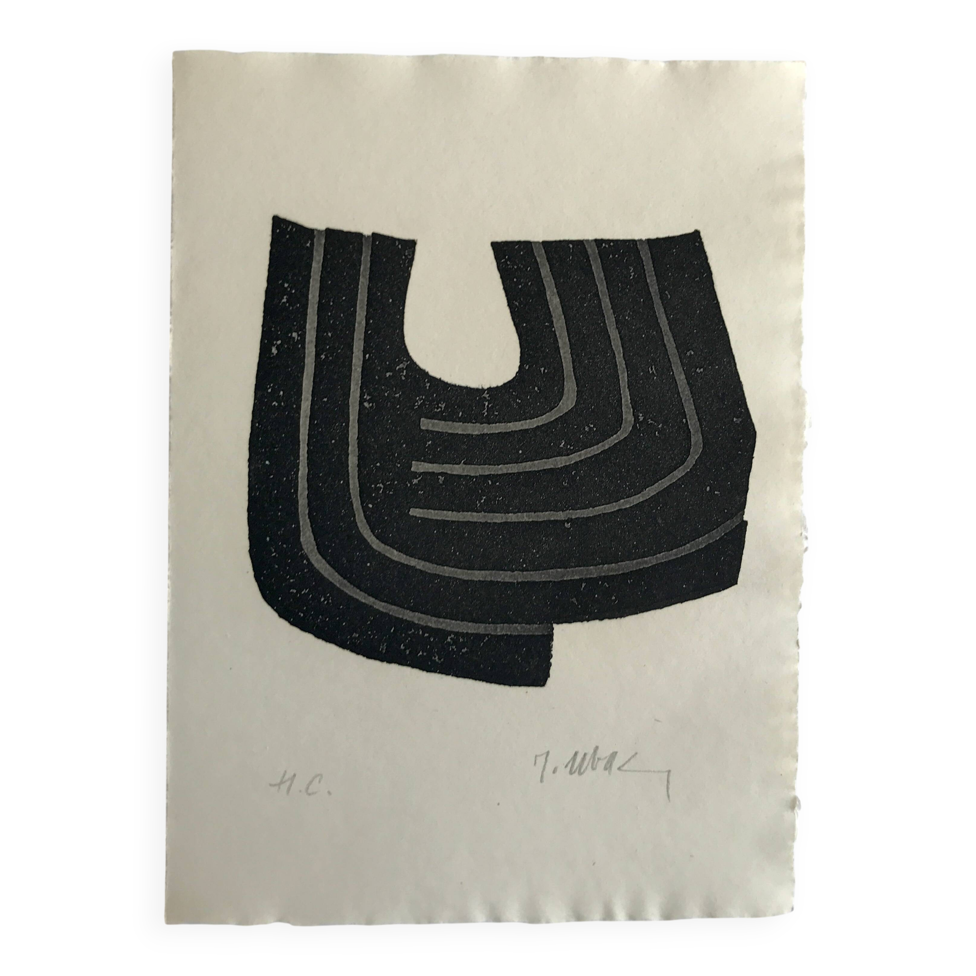 Raoul ubac, the uprooted grass 2, 1975. original etching signed in pencil.