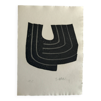 Raoul ubac, the uprooted grass 2, 1975. original etching signed in pencil.