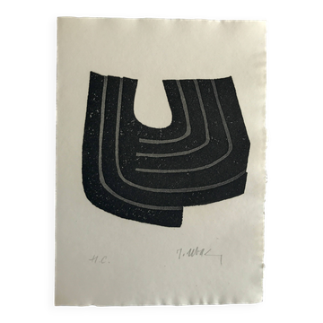 Raoul ubac, the uprooted grass 2, 1975. original etching signed in pencil.