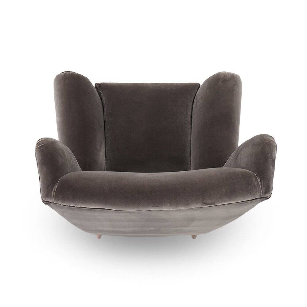 Set of grey velvet armchairs, 1950s.