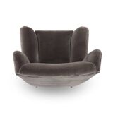 Set of grey velvet armchairs, 1950s.