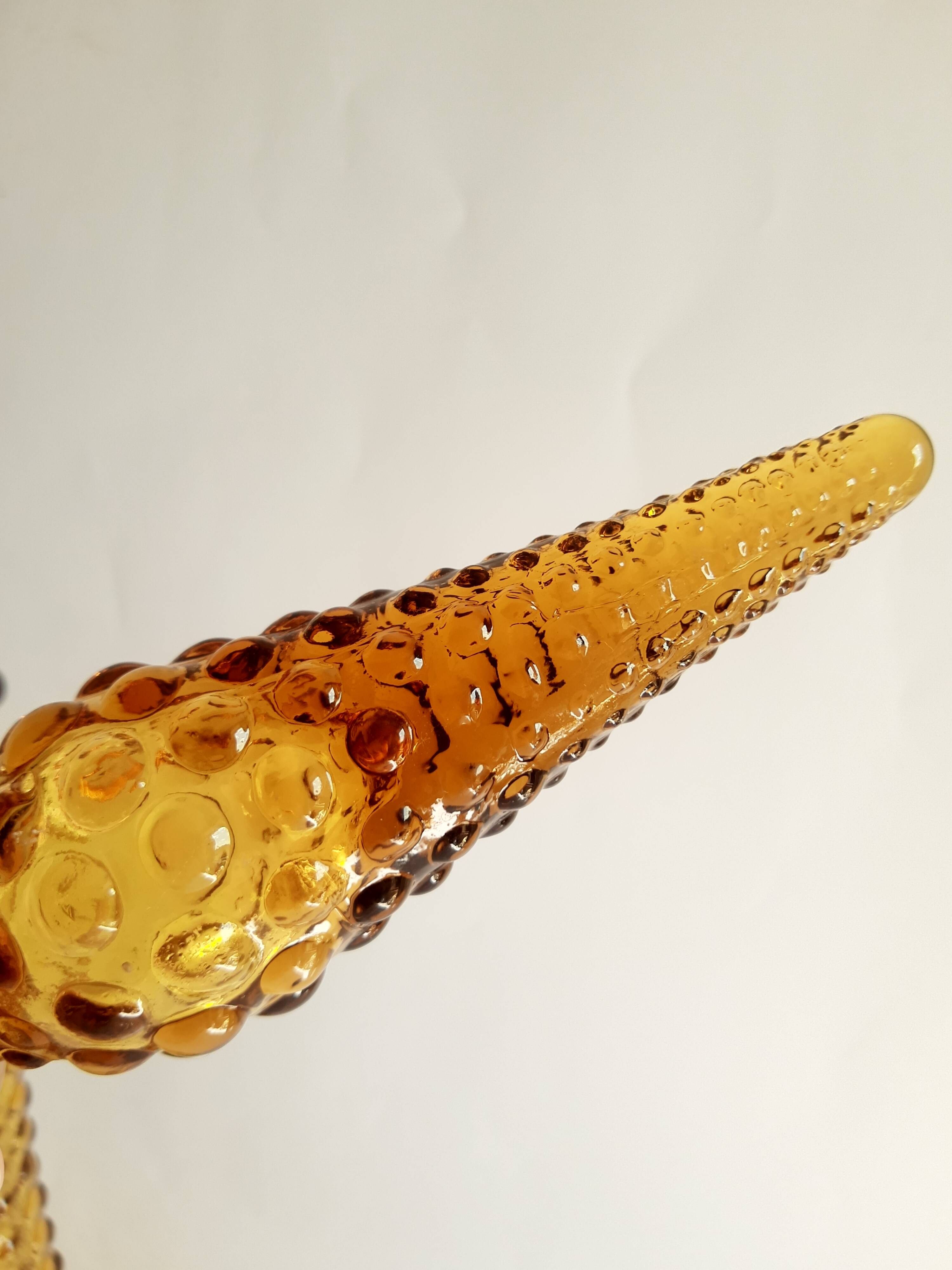 Italian carafe amber yellow glass vintage bubbles