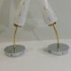 Pair of vintage wall sconces from the 1970s – Perforated opaline, brass