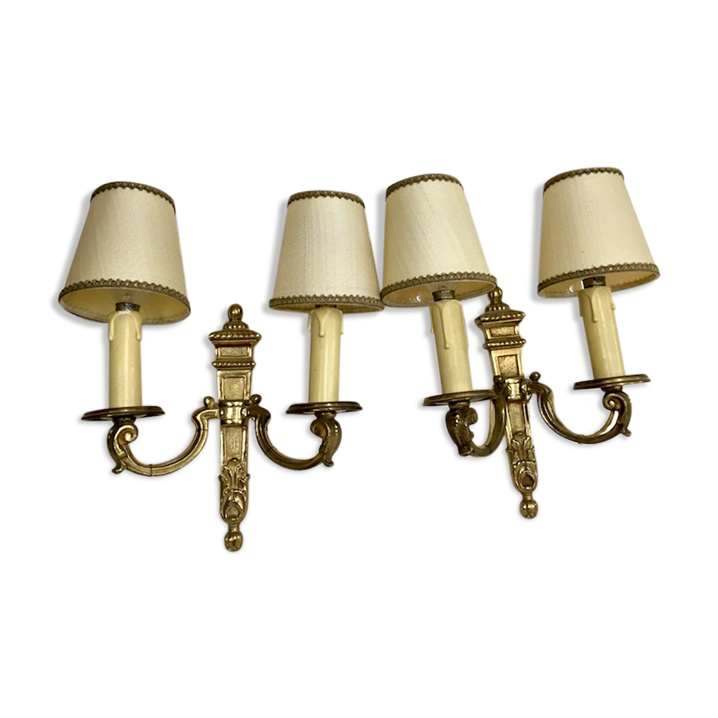 Pair of gold bronze wall light Louis XVI style