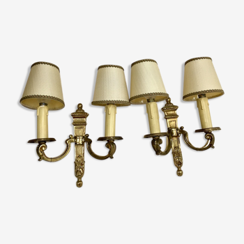 Pair of gold bronze wall light Louis XVI style