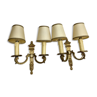 Pair of gold bronze wall light Louis XVI style