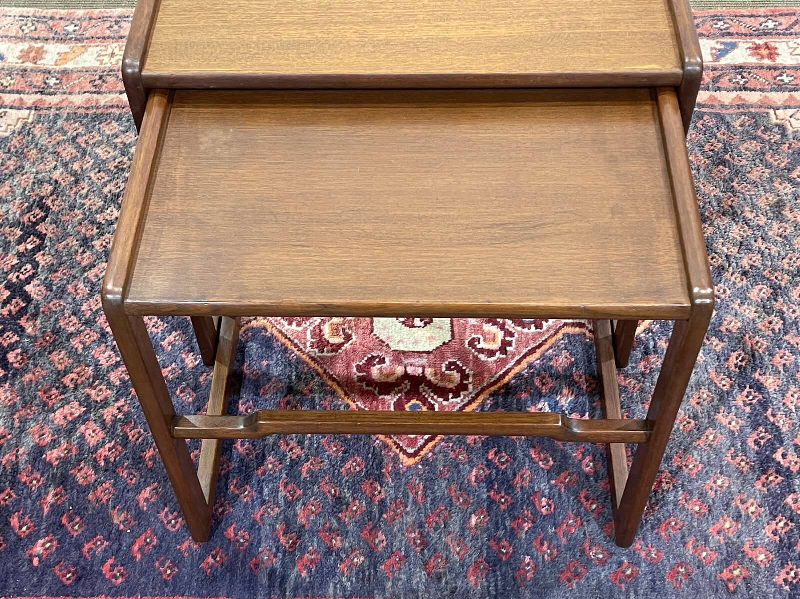 Set of 3 English teak nesting tables from the 1970s