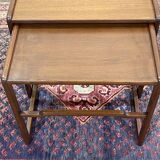 Set of 3 English teak nesting tables from the 1970s