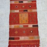 Orange red ethnic carpet 140x82 cm