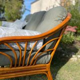 Banquette rotin 3 places