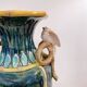 Vase en barbotine émaillée à décor d'oiseaux et bambou