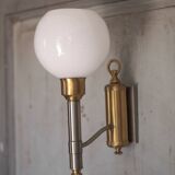Pair of brass and white opaline wall lights, vintage wall light