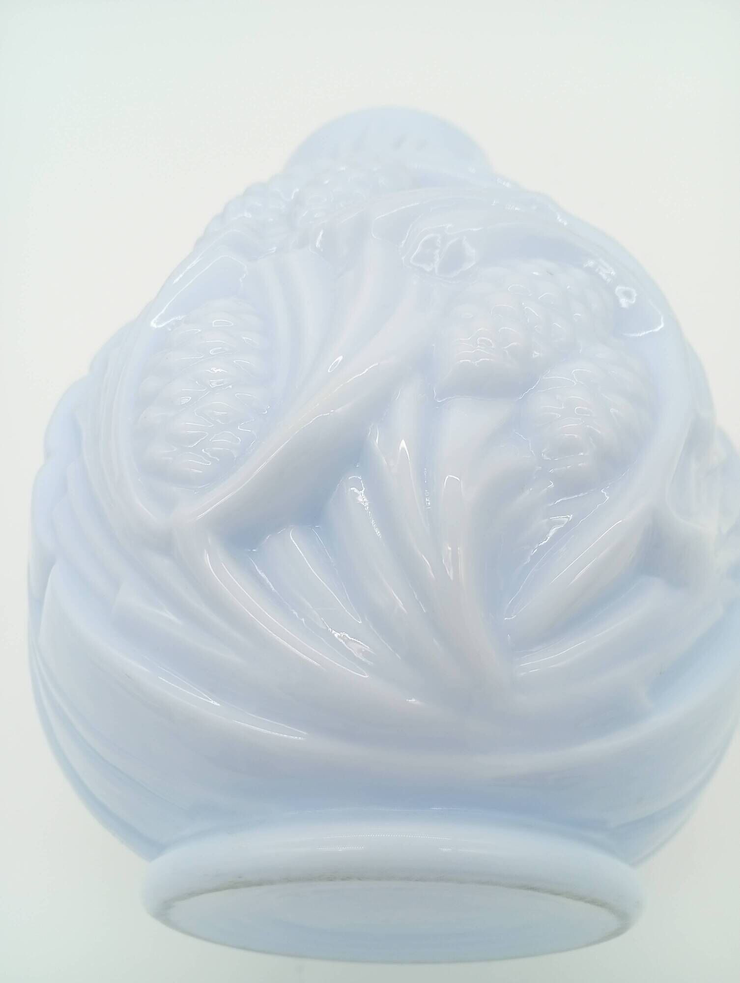 Art Deco Opaline Vase Blue Pastel Glass Pine Cone Decoration France 1930s