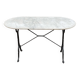 Oval marble and black steel bistro table for 4 people 120cm