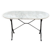 Oval marble and black steel bistro table for 4 people 120cm