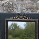 Vintage black and gold wooden mirror with a pediment – Napoléon III style