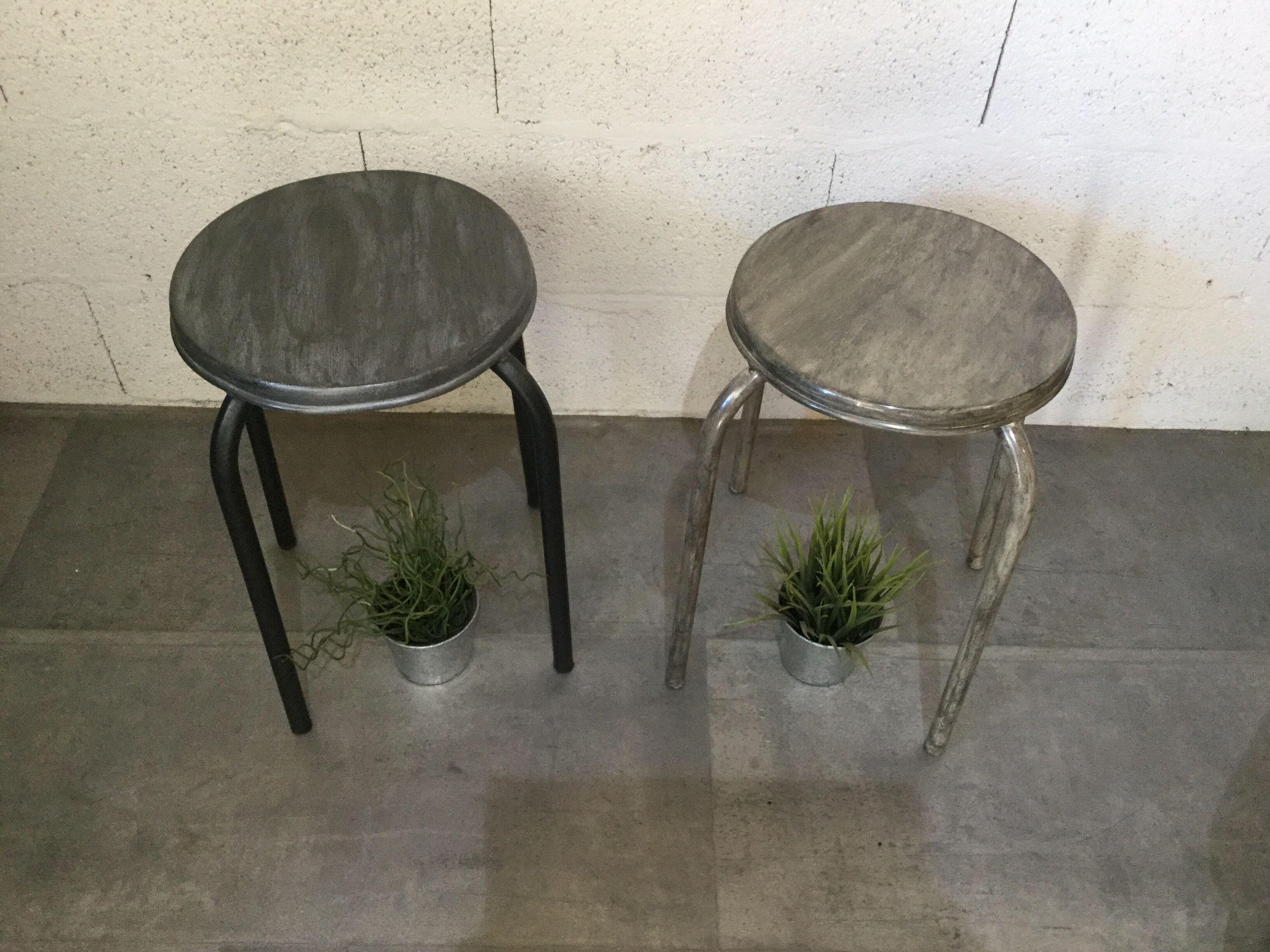 Pair of old workshop stools