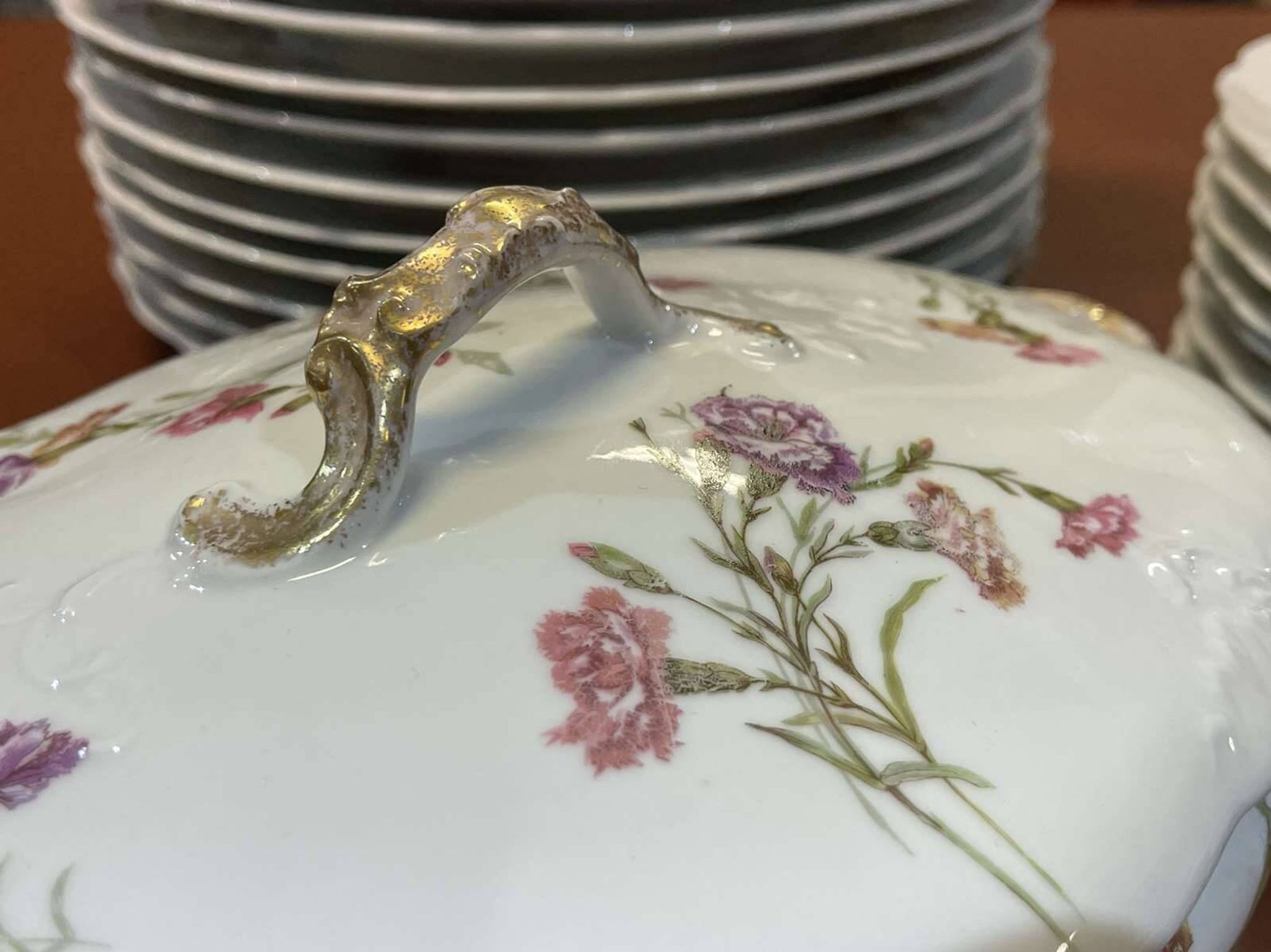 1950s Limoges Porcelain Floral Dinner Service - 31 Pieces