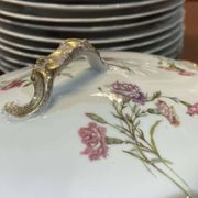 1950s Limoges Porcelain Floral Dinner Service - 31 Pieces