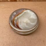 Ancien Cendrier Albâtre + Contour Laiton Accessoires Fumeur Vintage #B181