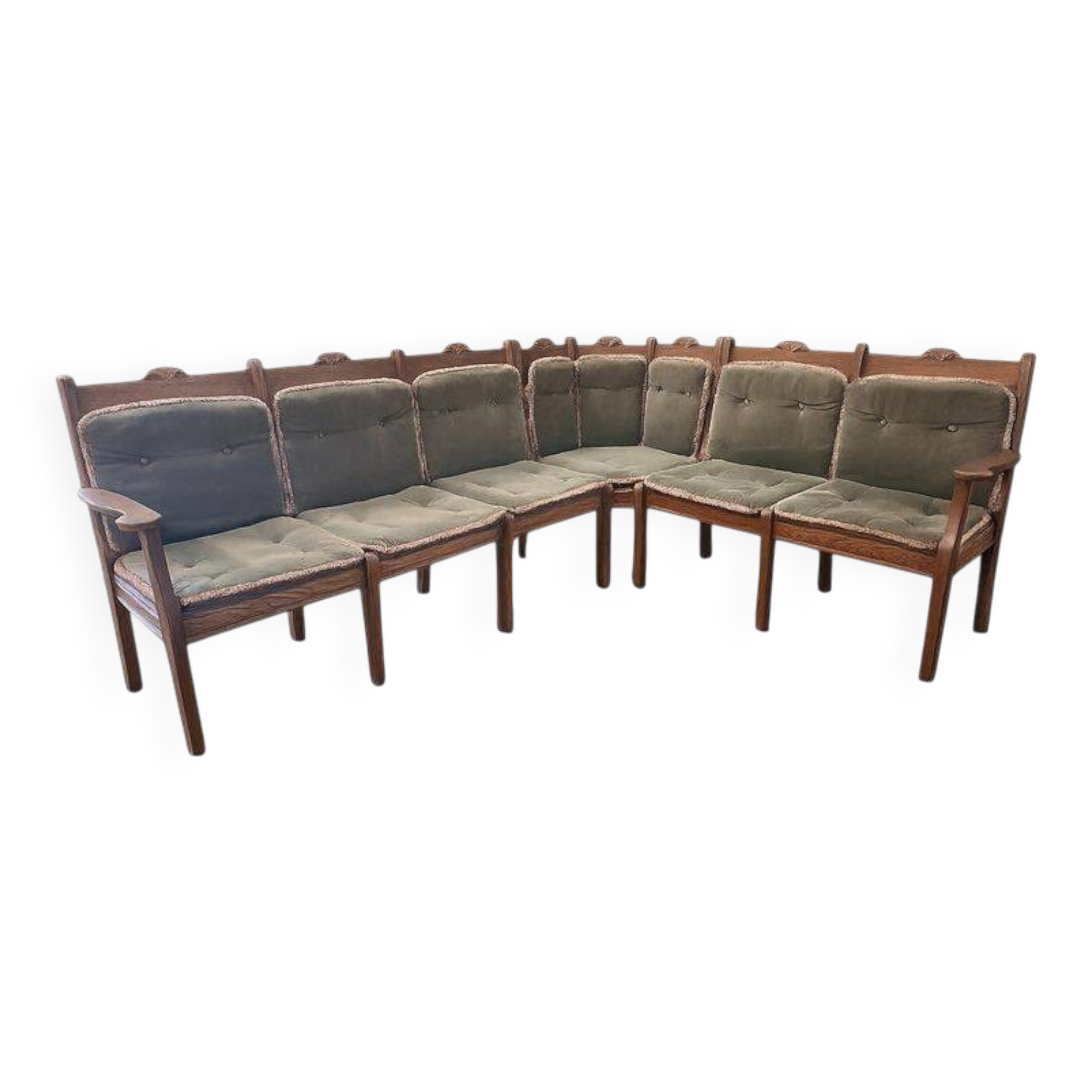 Modular corner sofa in solid oak (Scandinavian) from 1950-1960.